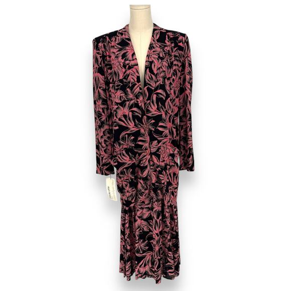 Vintage 1980s Carole Little for Saint-Tropez West Neon Pink Skirt Suit, Size 10 - Picture 1 of 10